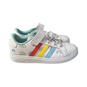 Adidas Grand Court 2.0 Rainbow Sneakers Blue Yellow Red Size 5.5